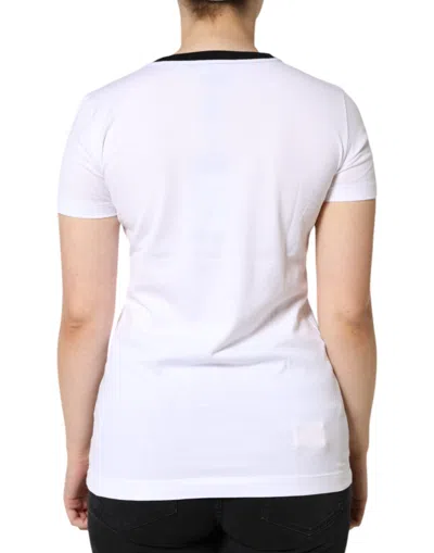 Dolce & Gabbana White Eleganza Print Cotton Short Sleeves T-shirt In White