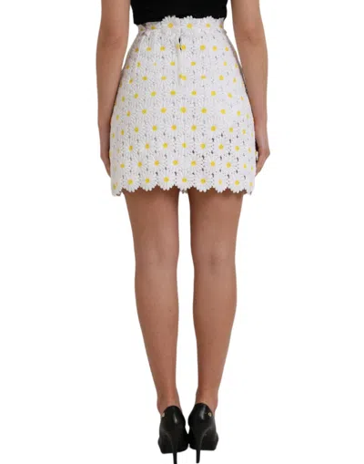 Dolce & Gabbana White Floral A-line Mini Skirt In White