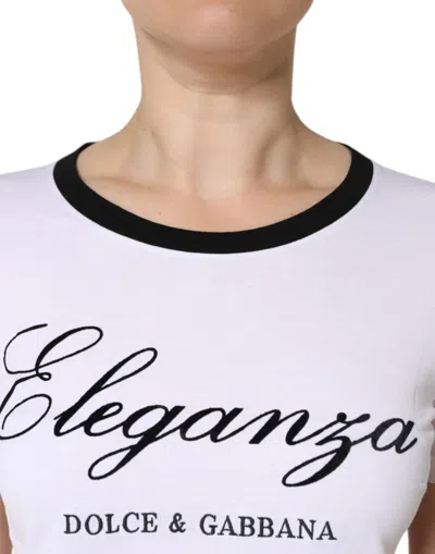Dolce & Gabbana White Eleganza Print Cotton Short Sleeves T-shirt In White