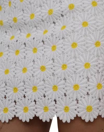 Dolce & Gabbana White Floral A-line Mini Skirt In White