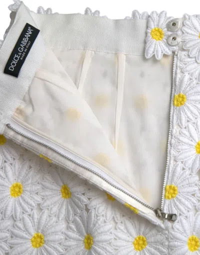 Dolce & Gabbana White Floral A-line Mini Skirt In White