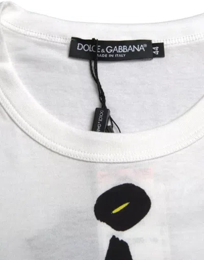 Dolce & Gabbana White Graphic Cotton Short Sleeves Men T-shirt In White