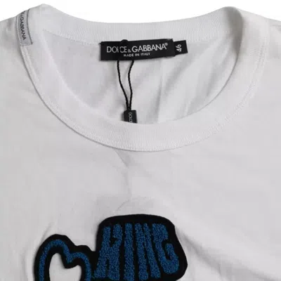 Dolce & Gabbana White King Of Love Round Neck Short Sleeves T-shirt In White