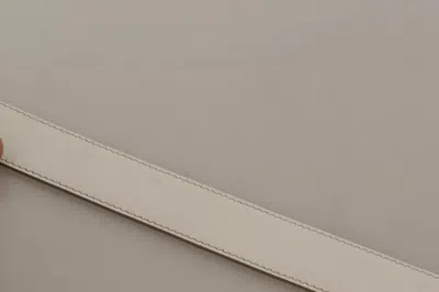 Pre-owned Dolce & Gabbana White Leather Gold Logo Engraved Metal Buckle Women's Belt ()