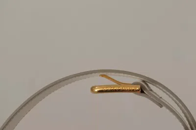 Pre-owned Dolce & Gabbana White Leather Gold Logo Engraved Metal Buckle Women's Belt ()
