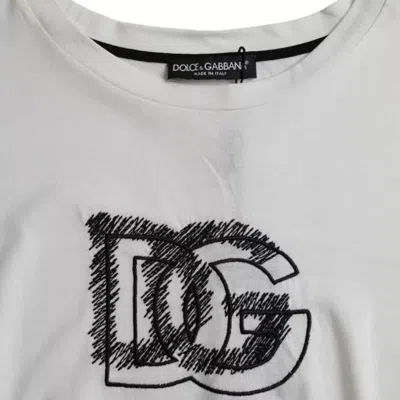 Dolce & Gabbana White Logo Round Neck Short Sleeves T-shirt In White