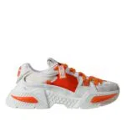 Pre-owned Dolce & Gabbana White Orange Airmaster Low Top Sneakers Women's Shoes ()