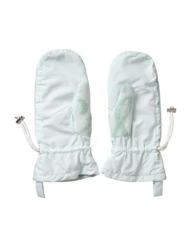 Dolce & Gabbana White Nylon Fleece Wrist Length Mitten Gloves In White