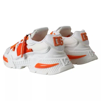 Pre-owned Dolce & Gabbana White Orange Airmaster Low Top Sneakers Women's Shoes ()