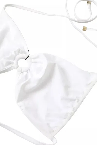 Pre-owned Dolce & Gabbana White Nylon Stretch Swimwear Top Women's Bikini ()