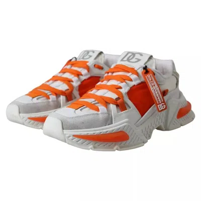 Pre-owned Dolce & Gabbana White Orange Airmaster Low Top Sneakers Women's Shoes ()