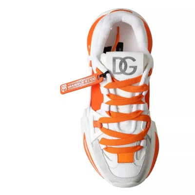 Pre-owned Dolce & Gabbana White Orange Airmaster Low Top Sneakers Women's Shoes ()