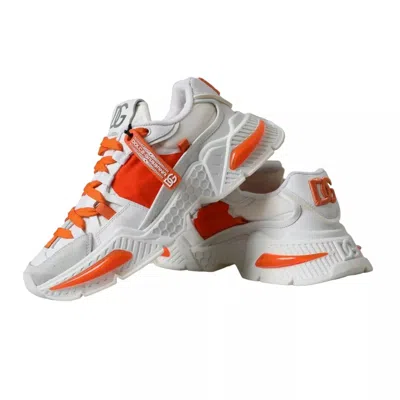 Pre-owned Dolce & Gabbana White Orange Airmaster Low Top Sneakers Women's Shoes ()