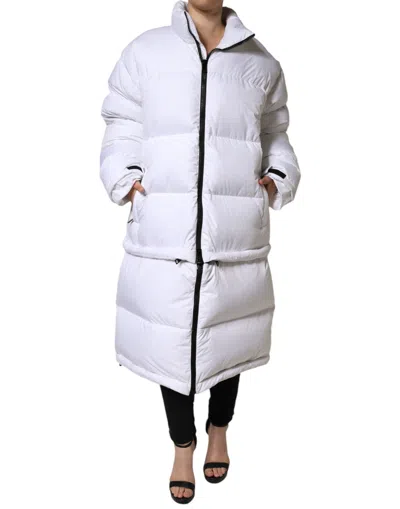 Dolce & Gabbana White Puffer Quilted Full Zip Coat Jacket In White