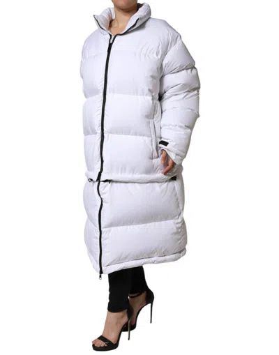 Dolce & Gabbana White Puffer Quilted Full Zip Coat Jacket In White