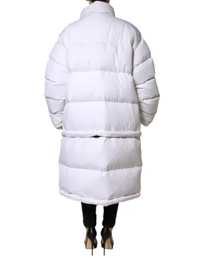 Dolce & Gabbana White Puffer Quilted Full Zip Coat Jacket In White