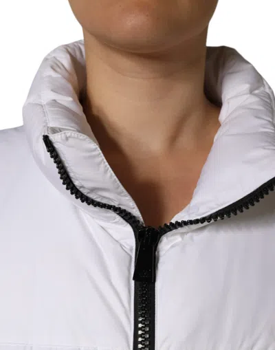 Dolce & Gabbana White Puffer Quilted Full Zip Coat Jacket In White