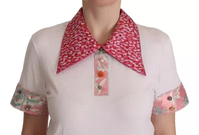 Pre-owned Dolce & Gabbana White Sartoria T-shirt Button Wide Collar Women's Top ()