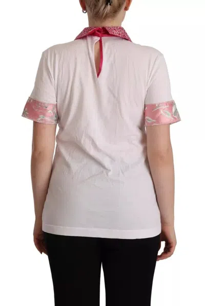 Pre-owned Dolce & Gabbana White Sartoria T-shirt Button Wide Collar Women's Top ()