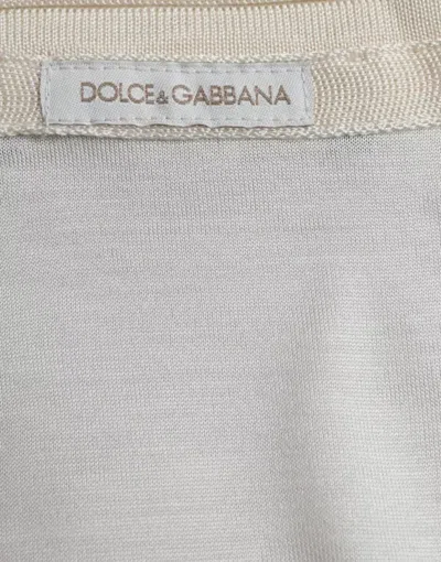 Pre-owned Dolce & Gabbana White Short Button Closure Silk Top Men's T-shirt ()