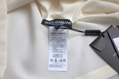 Pre-owned Dolce & Gabbana White Silk Crystal 3/4 Sleeves Blouse Women's Top () In Off White