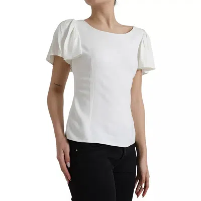 Pre-owned Dolce & Gabbana White Viscose Round Neck Short Sleeves Women's Top ()