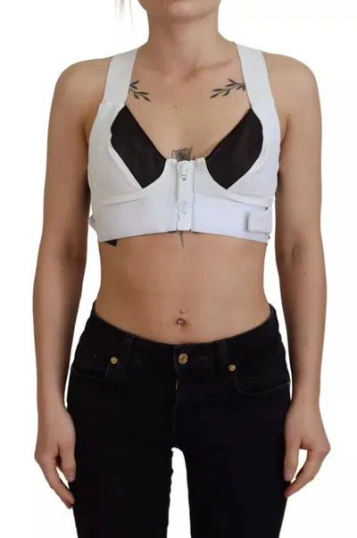 Pre-owned Dolce & Gabbana White Viscose Sleeveless Cropped Bustier Women's Top ()