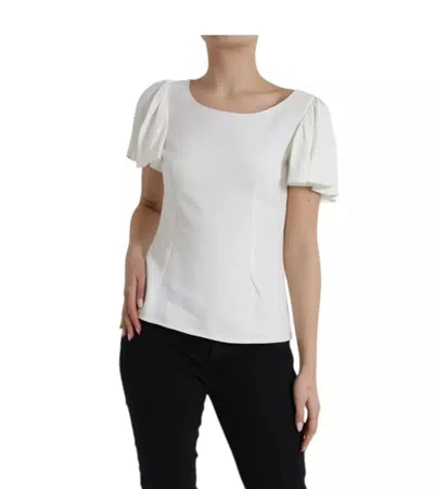 Pre-owned Dolce & Gabbana White Viscose Round Neck Short Sleeves Women's Top ()