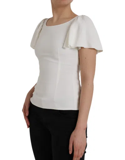 Pre-owned Dolce & Gabbana White Viscose Round Neck Short Sleeves Women's Top ()