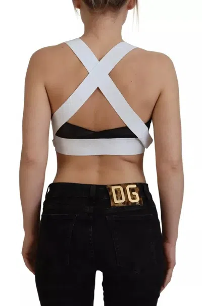 Pre-owned Dolce & Gabbana White Viscose Sleeveless Cropped Bustier Women's Top ()