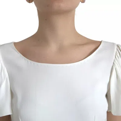 Pre-owned Dolce & Gabbana White Viscose Round Neck Short Sleeves Women's Top ()