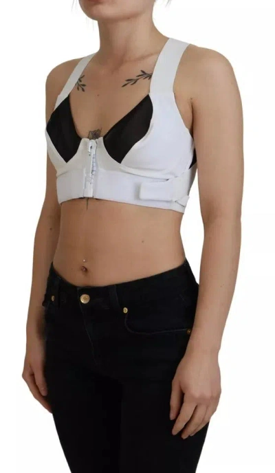 Pre-owned Dolce & Gabbana White Viscose Sleeveless Cropped Bustier Women's Top ()
