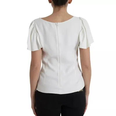 Pre-owned Dolce & Gabbana White Viscose Round Neck Short Sleeves Women's Top ()
