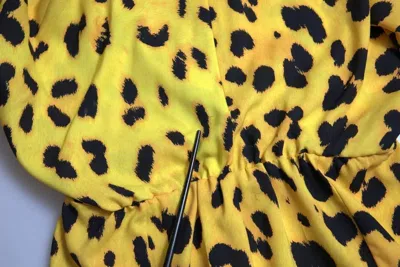 Pre-owned Dolce & Gabbana Yellow Leopard Print Long Sleeves Top Women's Blouse ()