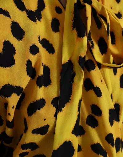 Pre-owned Dolce & Gabbana Yellow Leopard Print Long Sleeves Top Women's Blouse ()