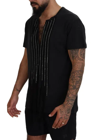Pre-owned Dsquared2 Dsquared² Black Chain Embellished Cotton Short Sleeve Men's T-shirt ()