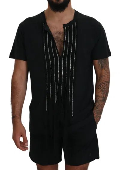 Pre-owned Dsquared2 Dsquared² Black Chain Embellished Cotton Short Sleeve Men's T-shirt ()
