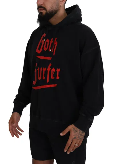 Pre-owned Dsquared2 Dsquared² Black Cotton Hooded Printed Men Pullover Men's Sweater ()
