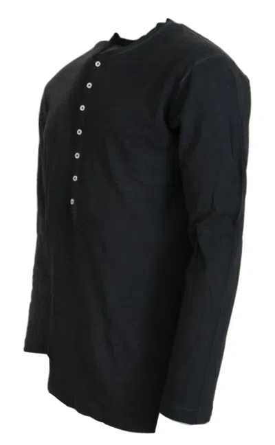 Dsquared2 Black Cotton Linen Long Sleeves Pullover Sweater In Black