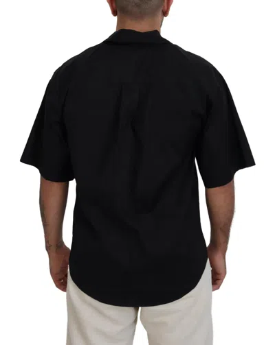 Pre-owned Dsquared2 Dsquared² Black Cotton Collared Logo Print Short Sleeve Men's Shirt ()
