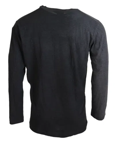 Dsquared2 Black Cotton Linen Long Sleeves Pullover Sweater In Black