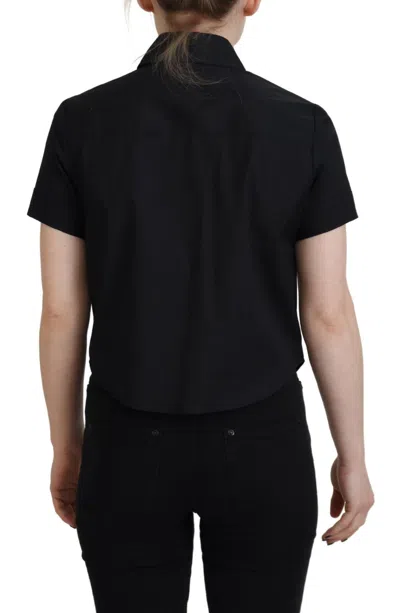 Pre-owned Dsquared2 Dsquared² Black Collared Button Down Short Sleeves Polo Women's Top ()