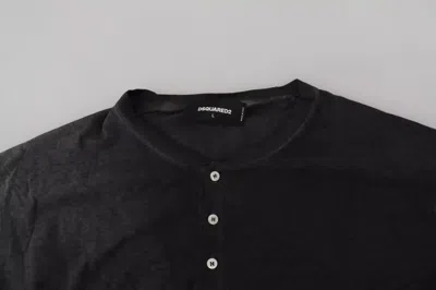 Dsquared2 Black Cotton Linen Long Sleeves Pullover Sweater In Black