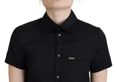 Pre-owned Dsquared2 Dsquared² Black Collared Button Down Short Sleeves Polo Women's Top ()