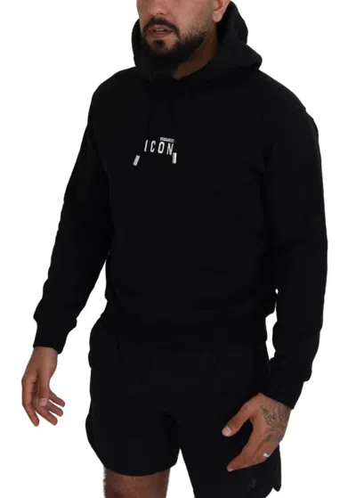 Pre-owned Dsquared2 Dsquared² Black Cotton Hooded Printed Men Pullover Men's Sweater ()