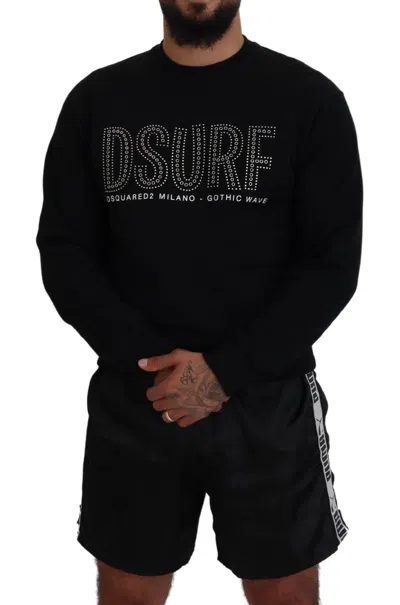 Pre-owned Dsquared2 Dsquared² Black Cotton Printed Long Sleeves Pullover Men's Sweater ()