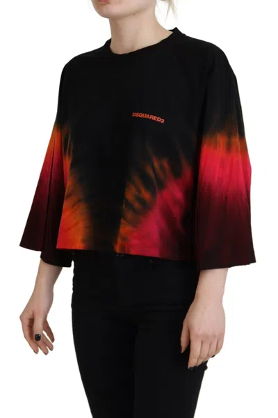 Pre-owned Dsquared2 Dsquared² Black Cotton Tie Dye Crew Neck Casual Women's Top ()