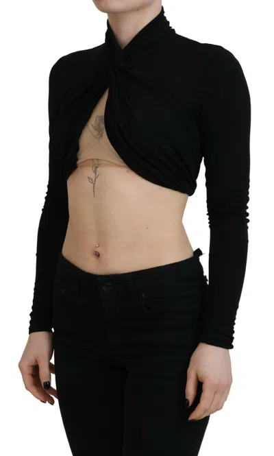 Pre-owned Dsquared2 Dsquared² Black Cut Out Viscose Cropped Long Sleeves Women's Top ()