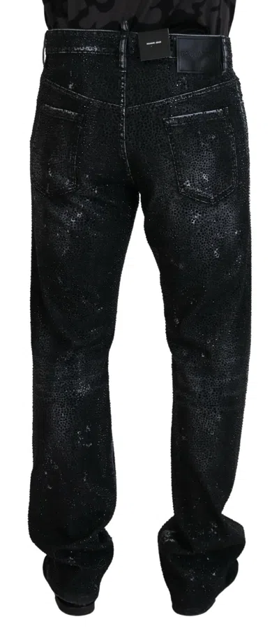 Pre-owned Dsquared2 Dsquared² Black Crystal Embellished Tattered Denim Men's Jeans ()
