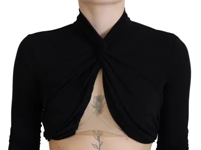 Pre-owned Dsquared2 Dsquared² Black Cut Out Viscose Cropped Long Sleeves Women's Top ()